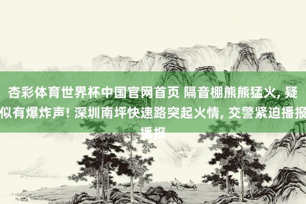 杏彩体育世界杯中国官网首页 隔音棚熊熊猛火, 疑似有爆炸声! 深圳南坪快速路突起火情, 交警紧迫播报