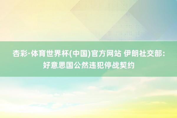杏彩·体育世界杯(中国)官方网站 伊朗社交部:好意思国公然违犯停战契约
