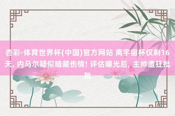 杏彩·体育世界杯(中国)官方网站 离宇宙杯仅剩16天, 内马尔疑似暗藏伤情! 评估曝光后, 主帅遭狂批