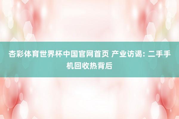 杏彩体育世界杯中国官网首页 产业访谒: 二手手机回收热背后