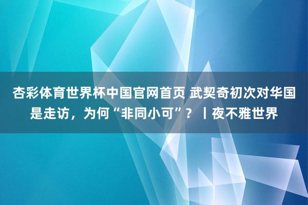 杏彩体育世界杯中国官网首页 武契奇初次对华国是走访,为何“非同小可”?丨夜不雅世界