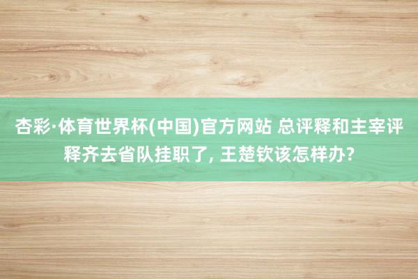 杏彩·体育世界杯(中国)官方网站 总评释和主宰评释齐去省队挂职了, 王楚钦该怎样办?