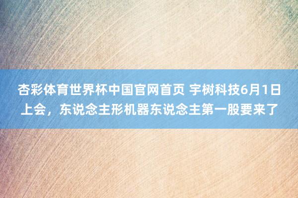 杏彩体育世界杯中国官网首页 宇树科技6月1日上会，东说念主形机器东说念主第一股要来了