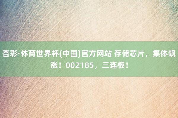 杏彩·体育世界杯(中国)官方网站 存储芯片，集体飙涨！002185，三连板！