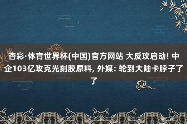 杏彩·体育世界杯(中国)官方网站 大反攻启动! 中企103亿攻克光刻胶原料, 外媒: 轮到大陆卡脖子了