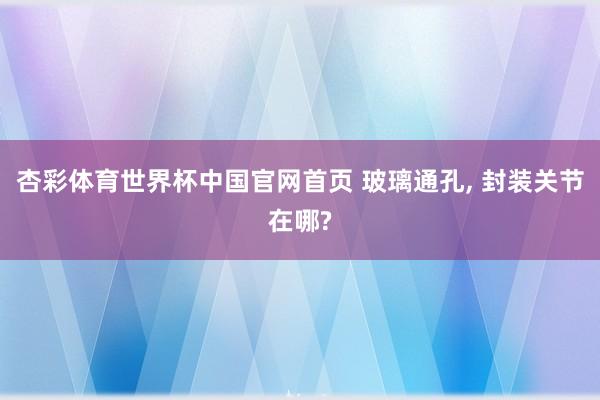 杏彩体育世界杯中国官网首页 玻璃通孔, 封装关节在哪?