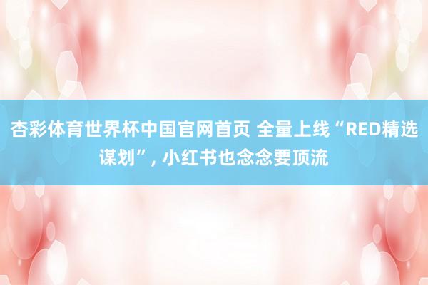 杏彩体育世界杯中国官网首页 全量上线“RED精选谋划”, 小红书也念念要顶流