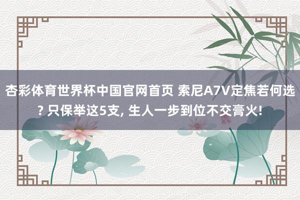 杏彩体育世界杯中国官网首页 索尼A7V定焦若何选? 只保举这5支, 生人一步到位不交膏火!