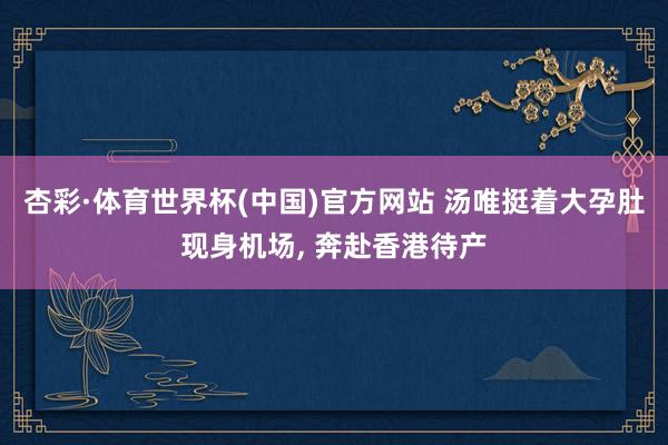 杏彩·体育世界杯(中国)官方网站 汤唯挺着大孕肚现身机场, 奔赴香港待产