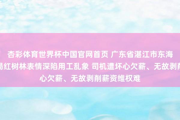 杏彩体育世界杯中国官网首页 广东省湛江市东海岛中交四航局红树林表情深陷用工乱象 司机遭坏心欠薪、无故剥削薪资维权难