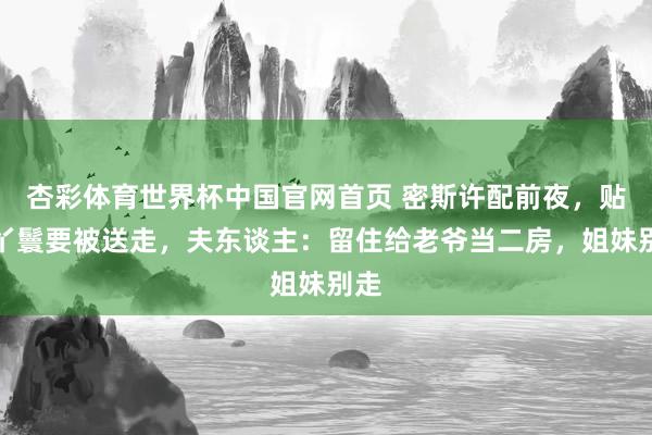 杏彩体育世界杯中国官网首页 密斯许配前夜,贴身丫鬟要被送走,夫东谈主:留住给老爷当二房,姐妹别走