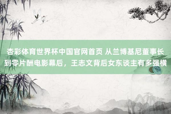 杏彩体育世界杯中国官网首页 从兰博基尼董事长到零片酬电影幕后，王志文背后女东谈主有多强横
