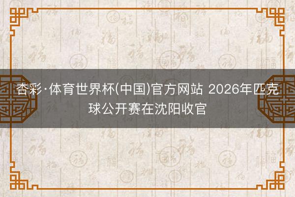 杏彩·体育世界杯(中国)官方网站 2026年匹克球公开赛在沈阳收官