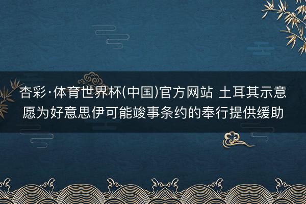 杏彩·体育世界杯(中国)官方网站 土耳其示意愿为好意思伊可能竣事条约的奉行提供缓助