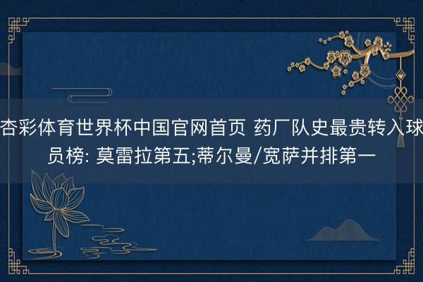 杏彩体育世界杯中国官网首页 药厂队史最贵转入球员榜: 莫雷拉第五;蒂尔曼/宽萨并排第一